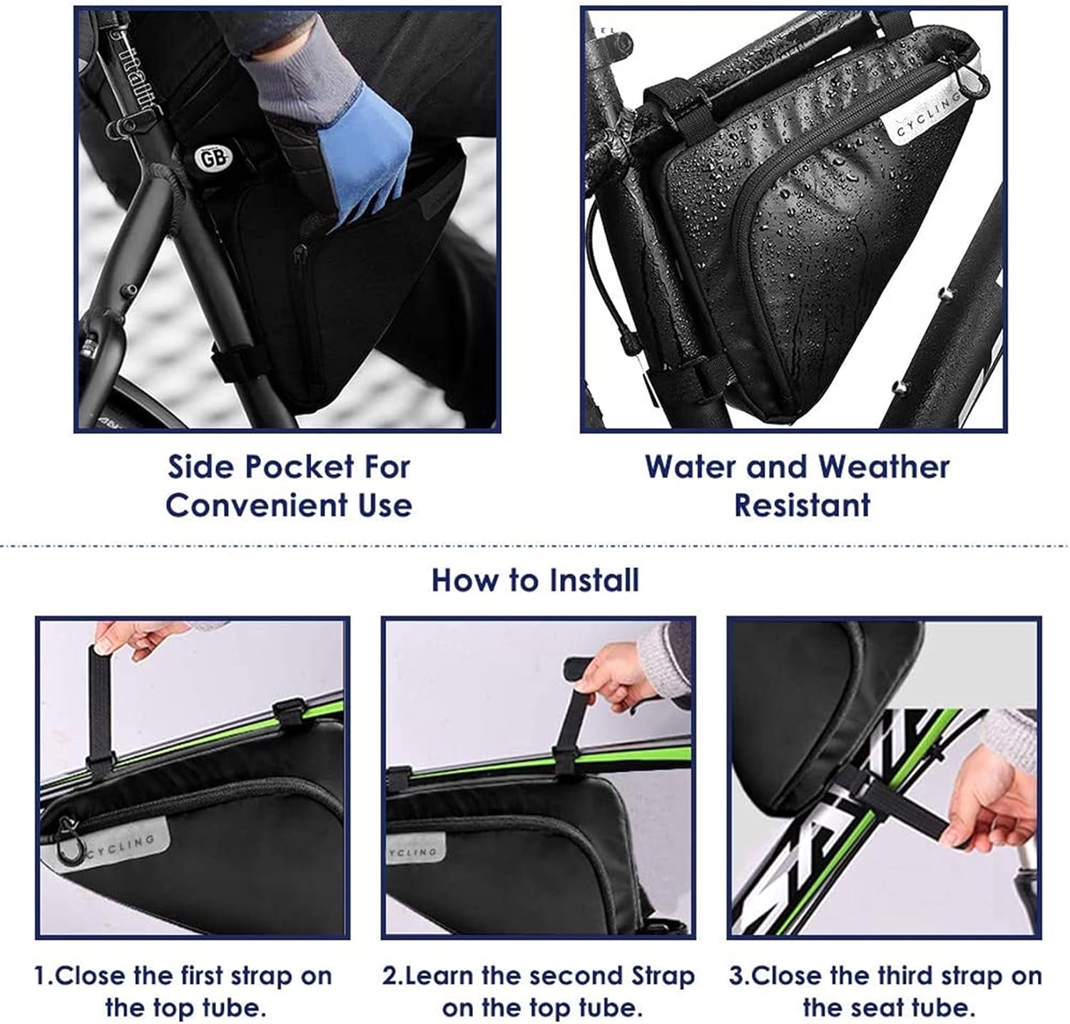 Bicycle Handlebar Bag Bicycle Bag Front Beam Bag Mountain Bike Bag Mobile Phone Bag Bicycle Handlebar Bag(2 Pcs)