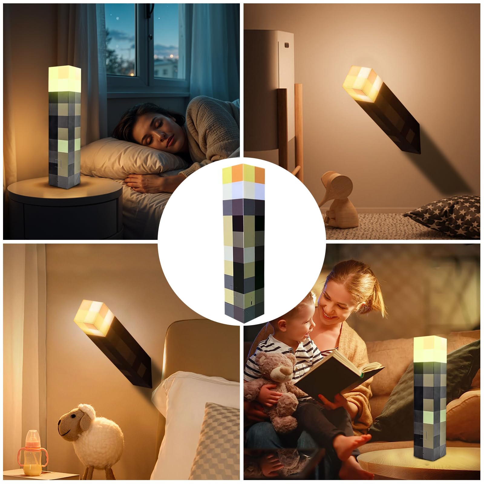 Lampada Torcia Artigianale, Luce Notturna da Parete con Gancio, 4 Colori, USB-C per Lampada da Comodino per Soggiorno, Studio, Camera, Gaming