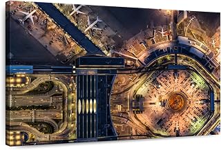 ElephantStock - San Francisco Airport Wall Art - Horizontal Canvas Wall Art - Hallway Wall Decor - Photography City Canvas Art - Black And Gray Decor - 39" x 26"