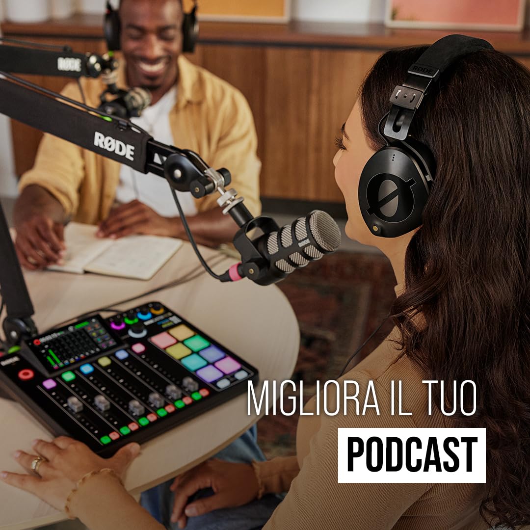 RØDE PodMic Microfono Dinamico di Qualità Broadcast con Supporto a Sbalzo Integrato per Podcasting, Streaming, Gaming e Registrazione Vocale