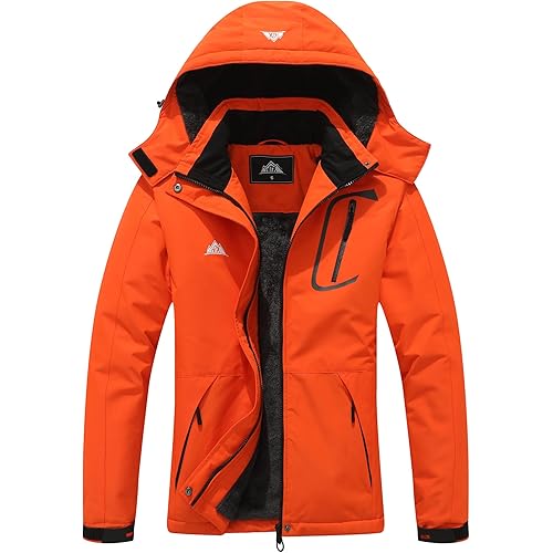 MOERDENG Women's Waterproof Ski Jacket Warm Winter Coat Outdoor Windbreaker Hiking Snowboarding Jacket