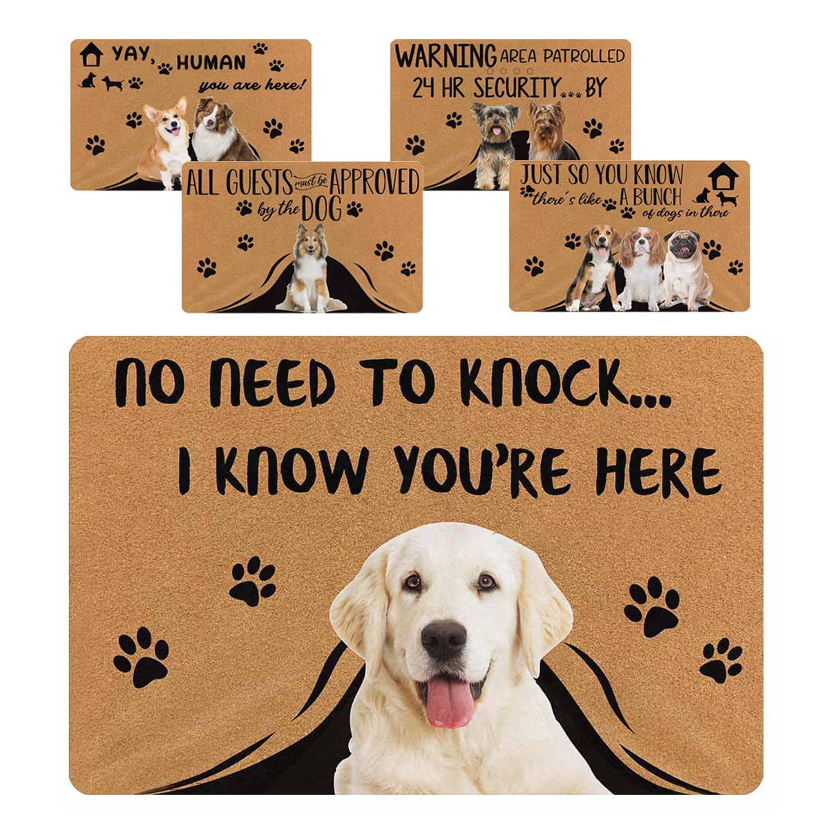 MyPupSocks Personalized Custom Doormat No Need to Knock I Know You are Here Custom Door Matts Outdoors Dog Face Photo