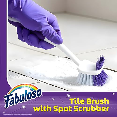 Miniatura 5 de Fabuloso Cepillo para azulejos con limpiador de manchas  Cepillo de limpieza de baño con cerdas medianas, limpiador de ducha y agujero para colgar