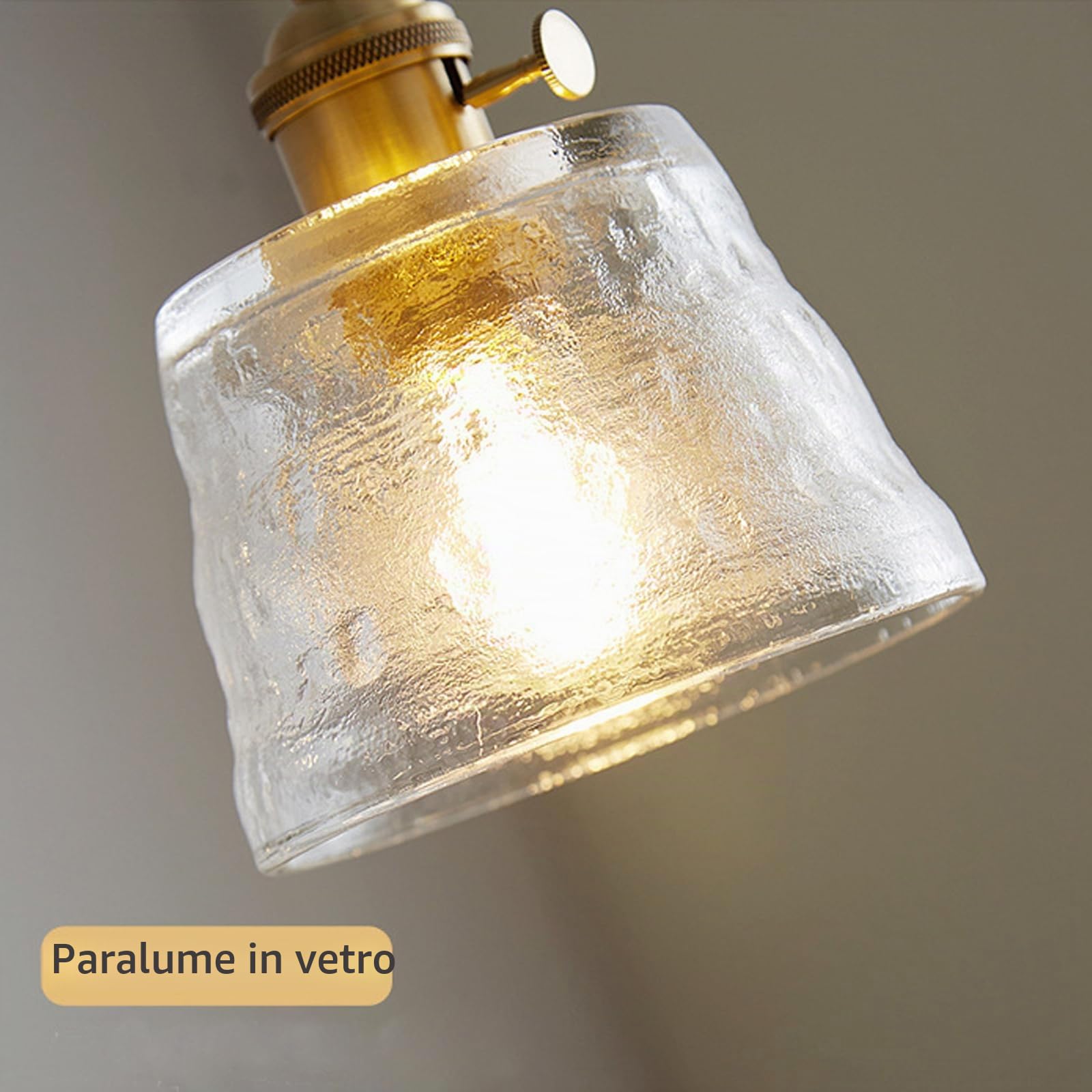 Chrasy Lampada a Sospensione Regolabile Vetro Trasparente E27 Cavo 150 cm | Portalampada in Ottone, Luce Diretta Verso il Basso, Formato Ridotto per Piccoli Ambienti, Cucina Sala da Pranzo e Bar e Casa