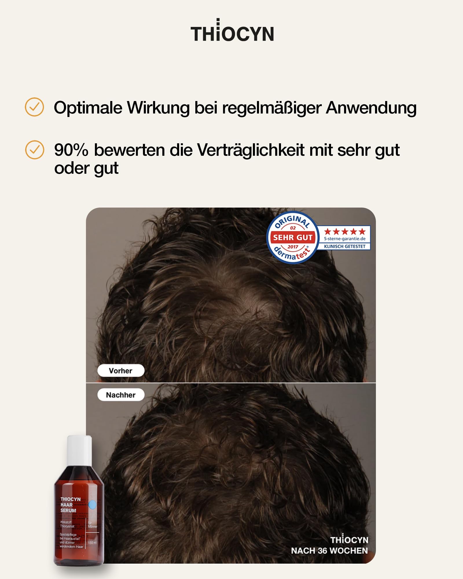Thiocyn Haarserum gegen Haarausfall Mann - Haarwachsstum beschleunigen mit Thiocyanat-Formel - Spezialpflege bei Haarausfall (3 x 150ml)