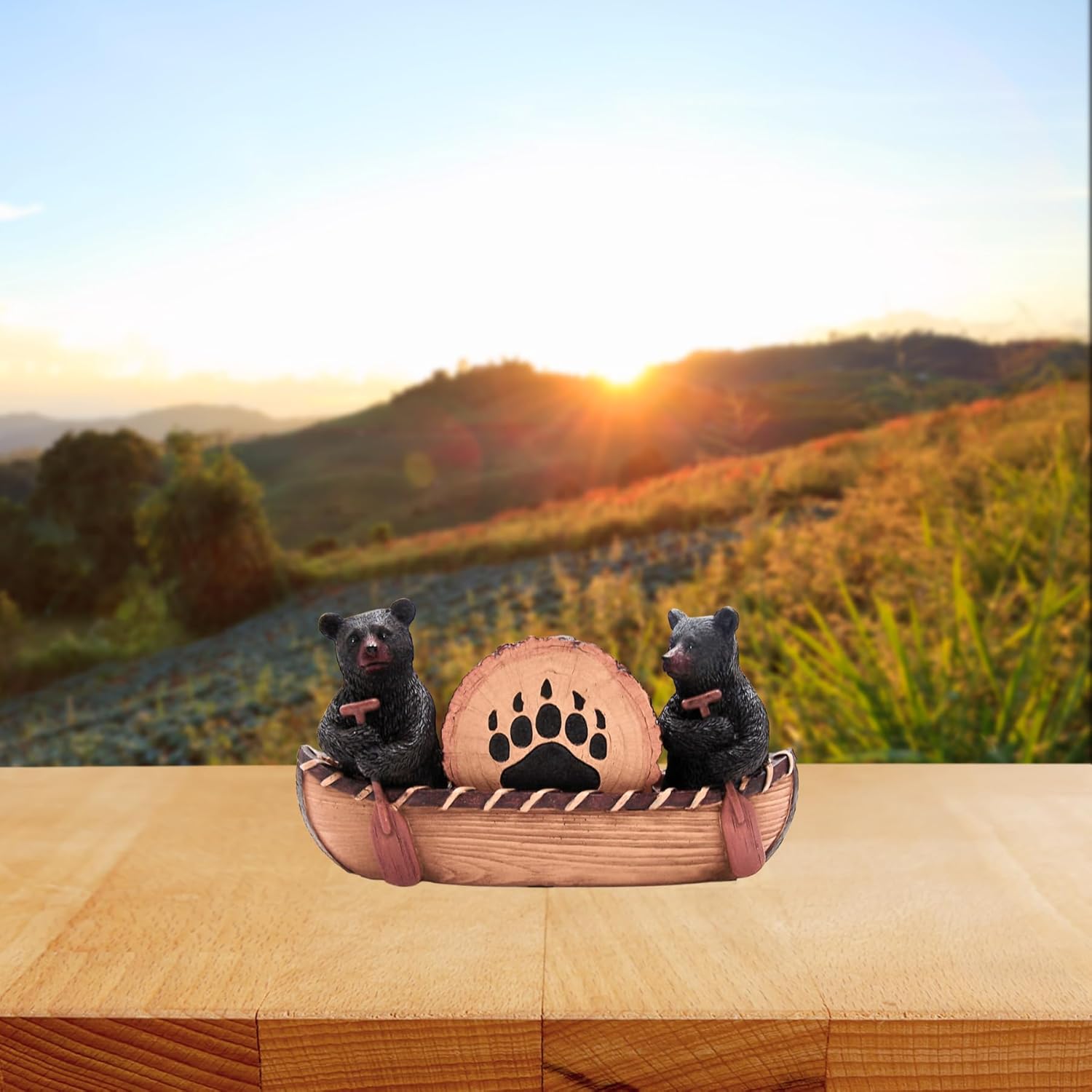 Set of 4 Rustic 3.25-Inch Bear Canoe Coasters - Kitchen & Bar Décor - Image 6