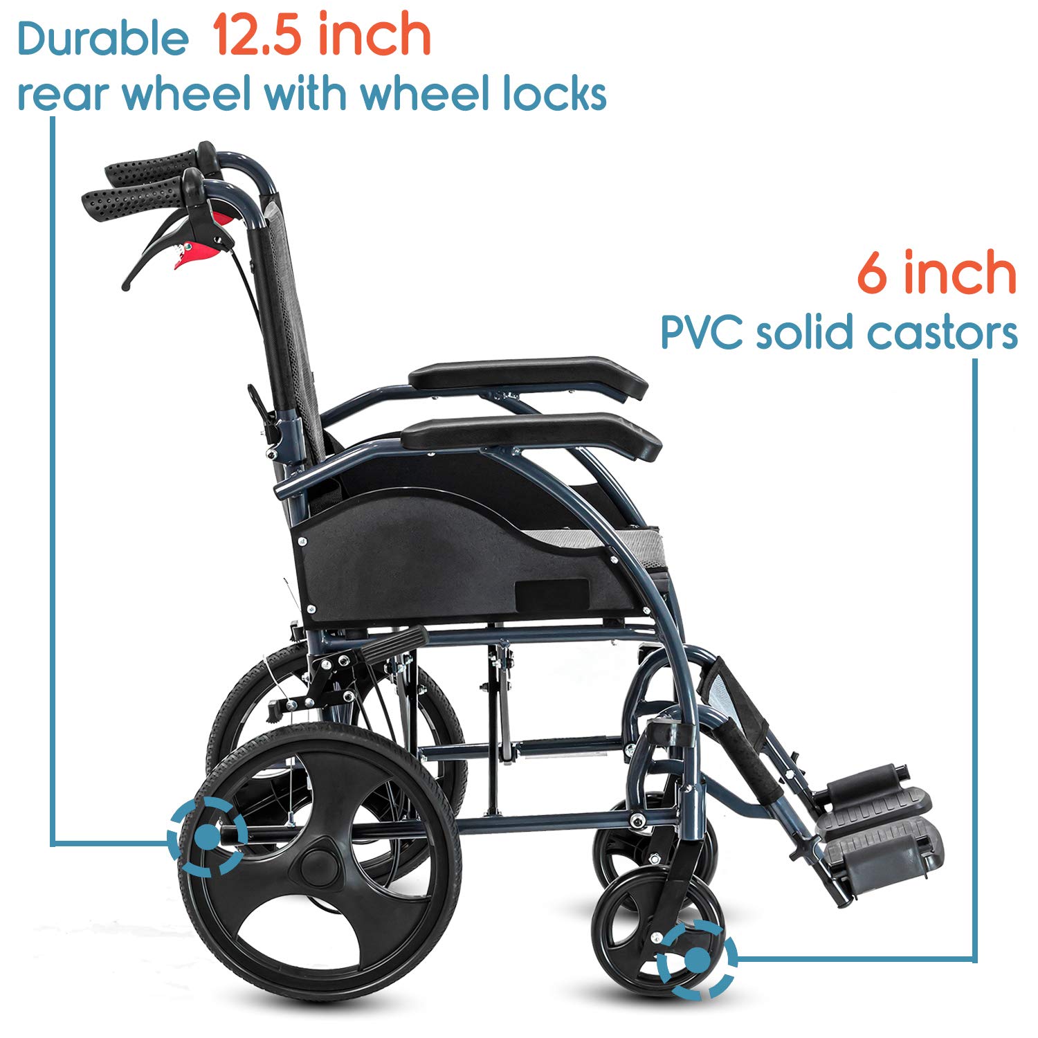 KosmoCare Stylex Premium Imported Ultra lightweight Transporter Wheelchair With Seat Belt - Crest Series-Grey KosmoCare Stylex Premium Imported Ultra lightweight Transporter Wheelchair With Seat Belt - Crest Series-Grey