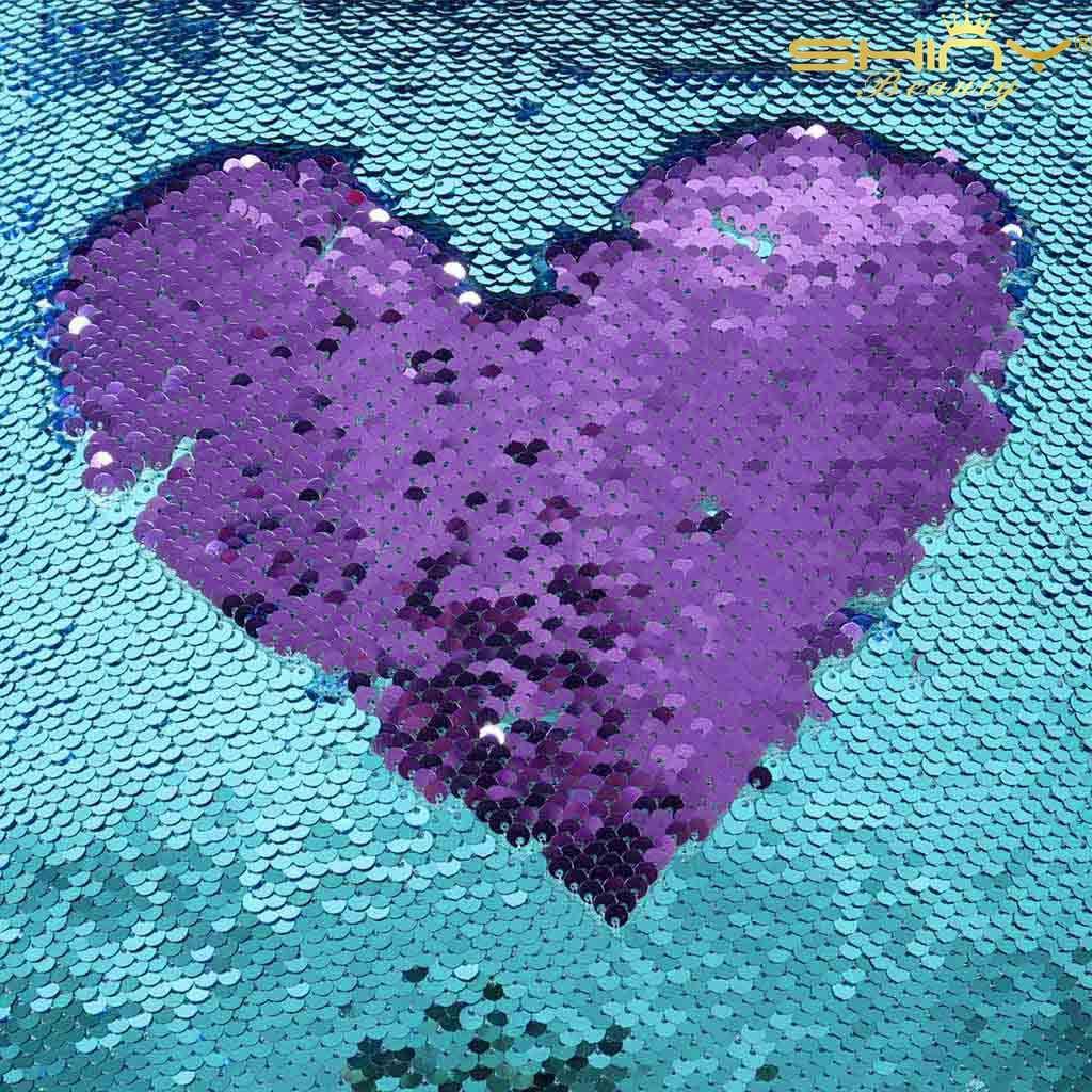 Mermaid Fabric Turquoise to Purple 1 Yard Mermaid Sequin Fabric by Yard Reversible Sequin Fabric Sparkly Fabric for DIY Bridal Gown Evening Dress Upholstery Fabrics for Christmas Party Wedding - Image 3