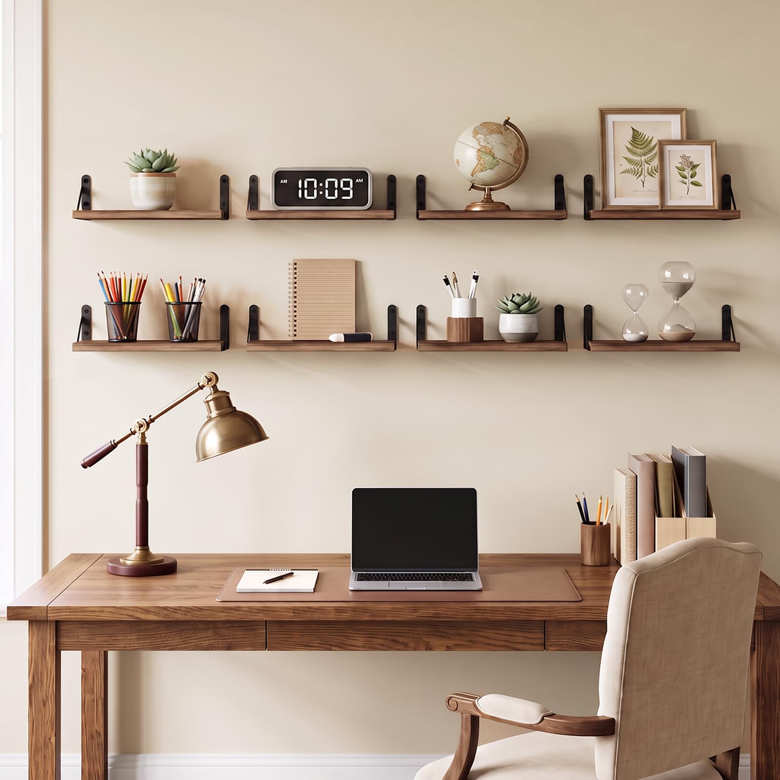 Fixwal Schwebende Regale, Breite 11,9 cm, rustikales Holz, Wandregale, 8 Stück, Wandregale für Schlafzimmer, Wohnzimmer, Küche, Bad, Büro und Pflanzen (dunkles karbonisiertes Schwarz)