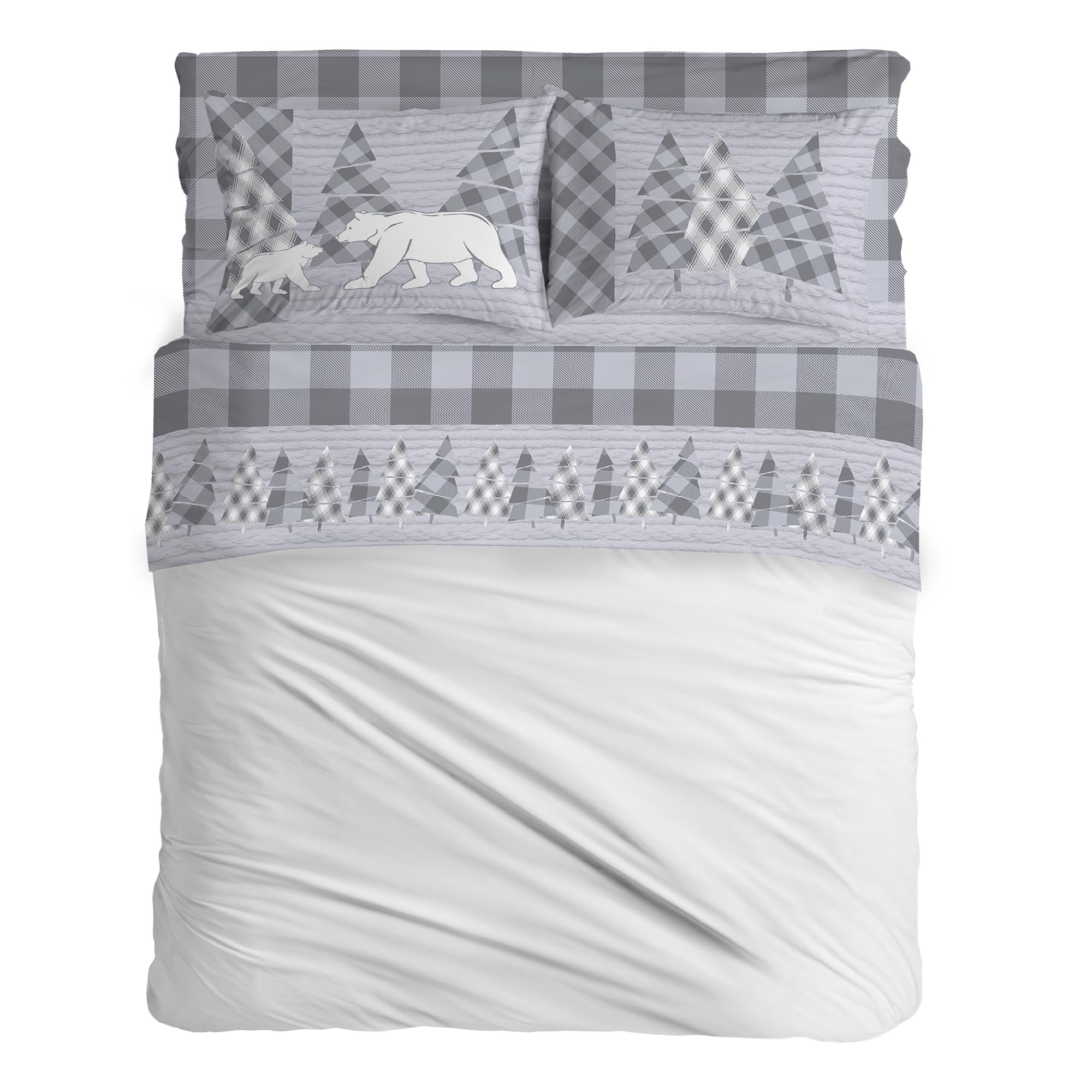 PENSIERI DELICATI Double Bed Set, Flannel, 100% Warm and Soft Cotton, Double 180 x 200 cm, Includes Bottom Sheet