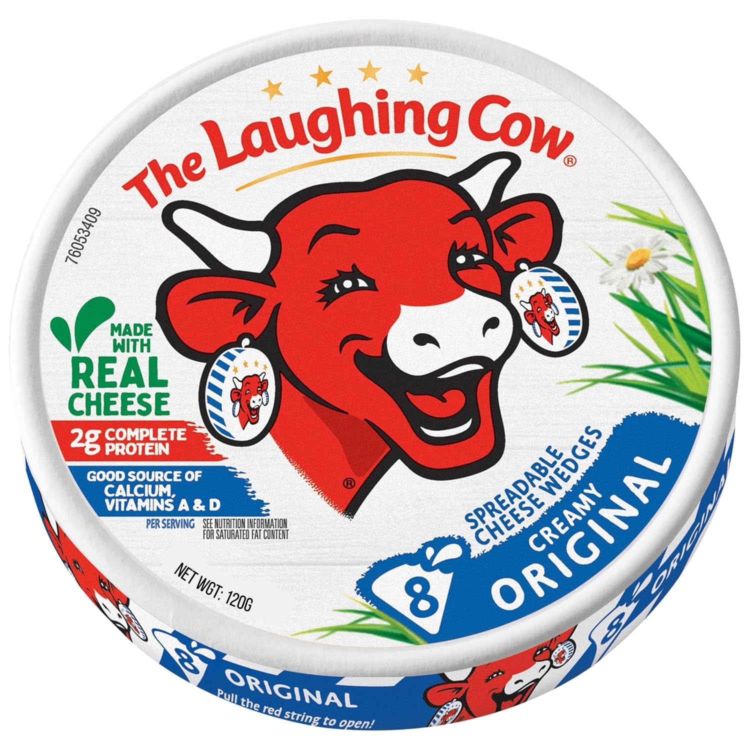 The Laughing Cow Creamy Original Spreadable Cheese Wedges (8 Portions) 120g By COUGAR, Made with Real Cheese, Soft & Smooth Texture, Individually Wrapped Portions, Good Source of Calcium, Convenient Snack & Spread - (Imported-FRANCE)-image-12