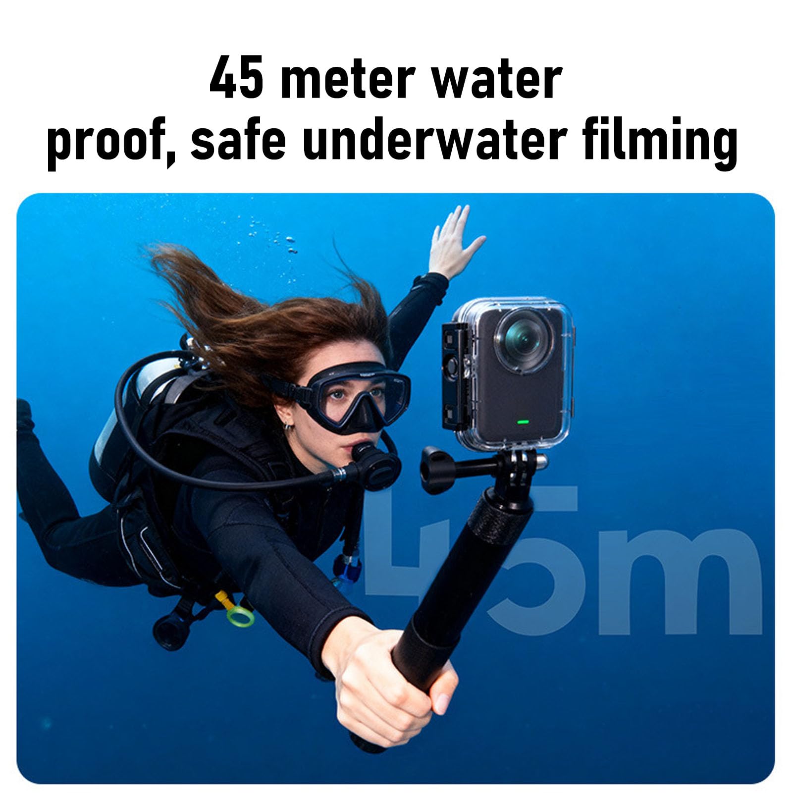 Sxhlseller Custodia Impermeabile per 360 |Custodia per Immersione da 45 M con Lente Rivestita AR, Guscio in PC Antiurto per Snorkeling, Surf e Vlogging Subacqueo