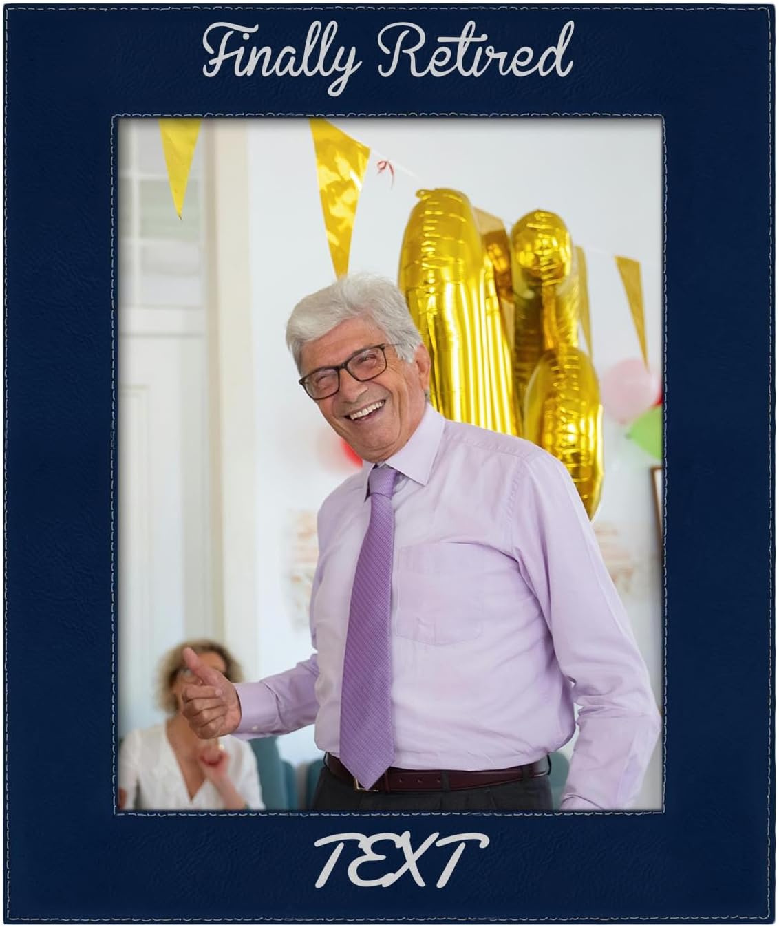 ThisWear Custom Retirement Gifts Finally Retired Poem With Custom Text Personalized 8x10 Leatherette Photo Frame Navy
