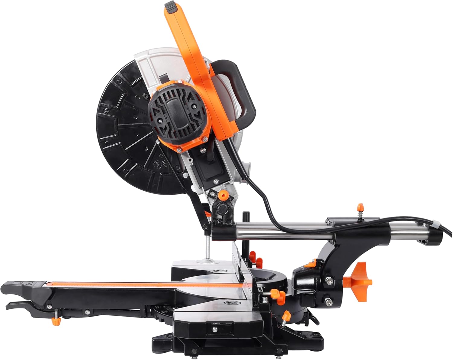 10-Inch Single Bevel Double Speed Sliding with Laser and Extension Table, 15-Amp 48T Blade, 0-45° Bevel,15Amp Miter Saw,3.5x13in Cutting Capacity, ETL certificate (Black+Orange)