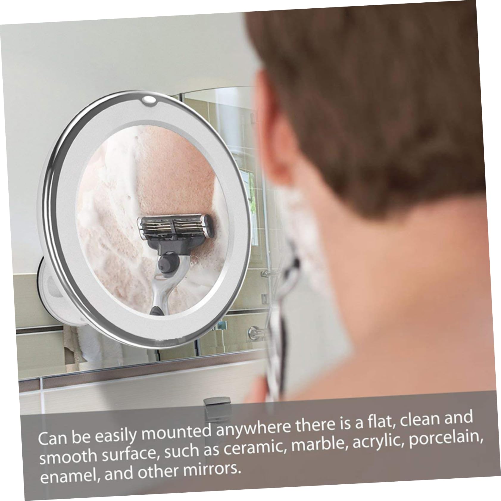 CALLARON Specchio Cosmetico Illuminato LED Rotondo con Ingrandimento e Ventosa Specchio da Trucco Portatile per Applicazione Precisa e Ritocchi