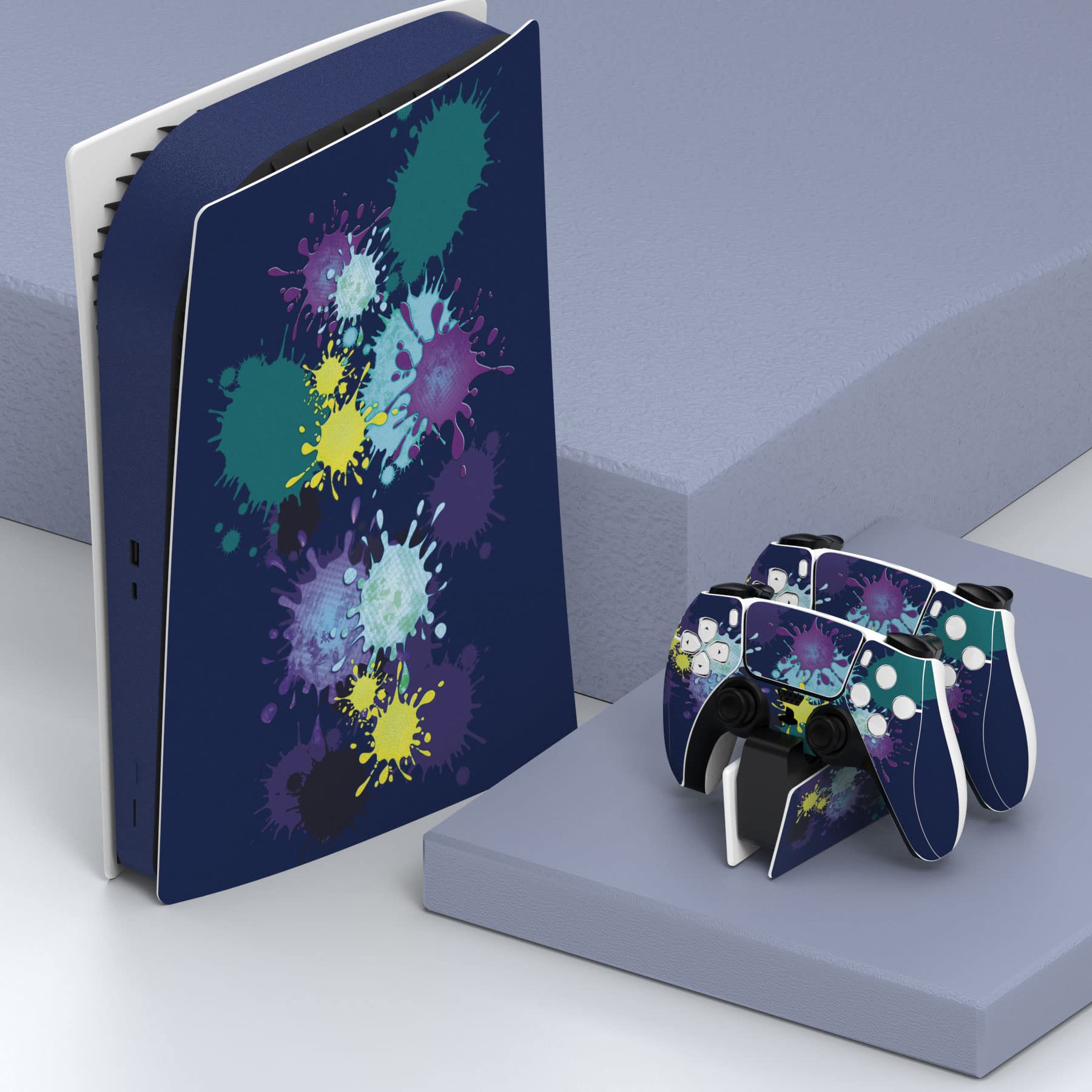 PlayVital Adesivo Skin per ps5 Standard Digital Edition, Cover Sticker Decal Vinile per ps5 Digital Console Controller Telecomando Cuffie Base di Ricarica, Spruzzi di Vernice
