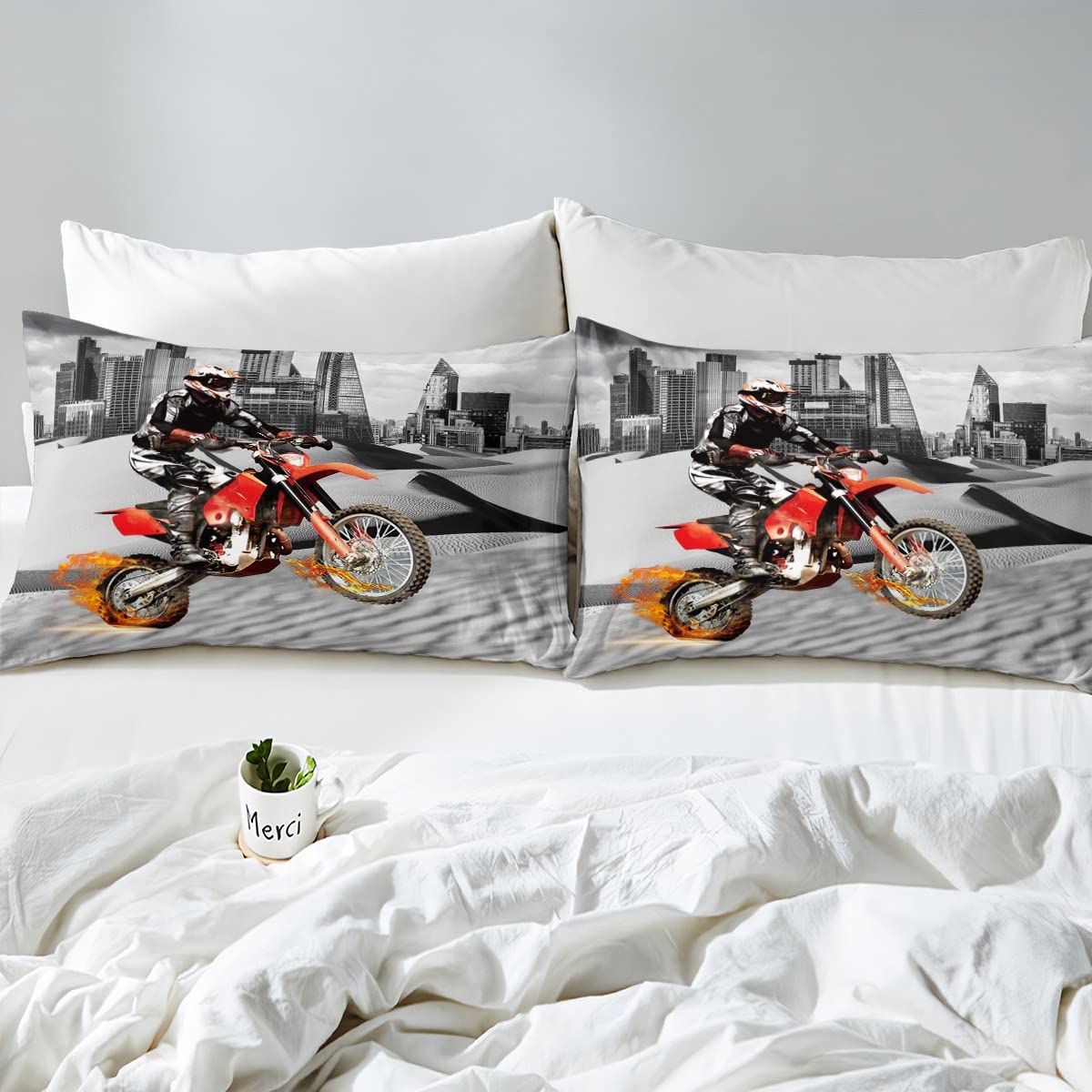 KTM kidsシーツセット Amazon.com: Dirt Bike Bedding Set Twin Size Kids Motocross