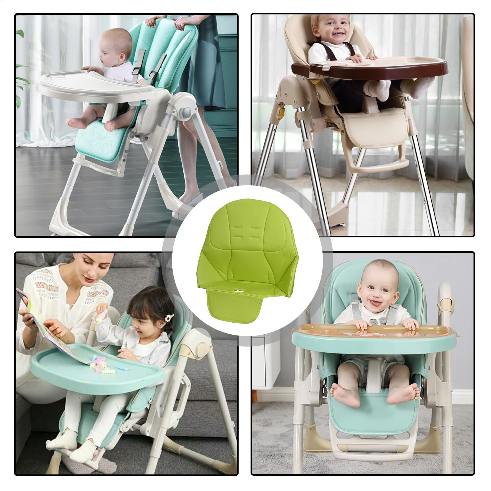 Coussin de chaise haute pour enfants, housse de protection en cuir PU et éponge pour un coussin de rechange facile à installer