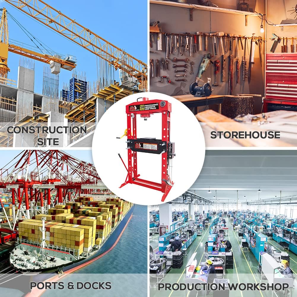 50 Ton H-Frame Hydraulic Shop Press with Floor Press Plates for Garage Shop