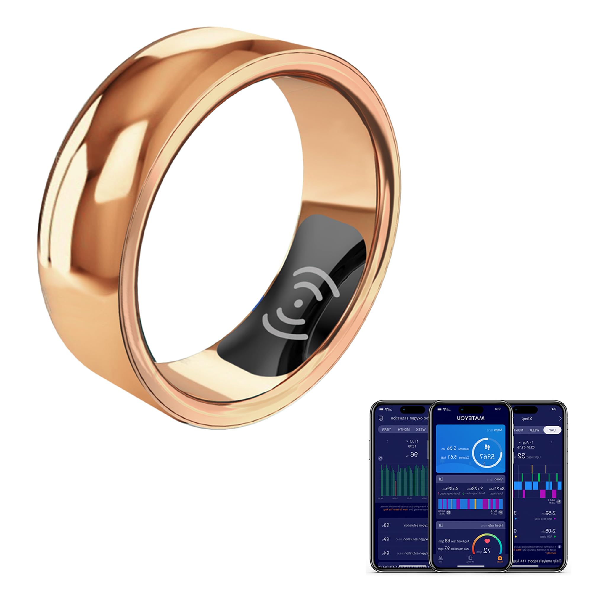 Anelli Intelligenti da Uomo e da Donna, Anelli Sportivi, Anelli per Il monitoraggio della Salute, Anelli Impermeabili per Il monitoraggio della frequenza cardiaca, pedometri