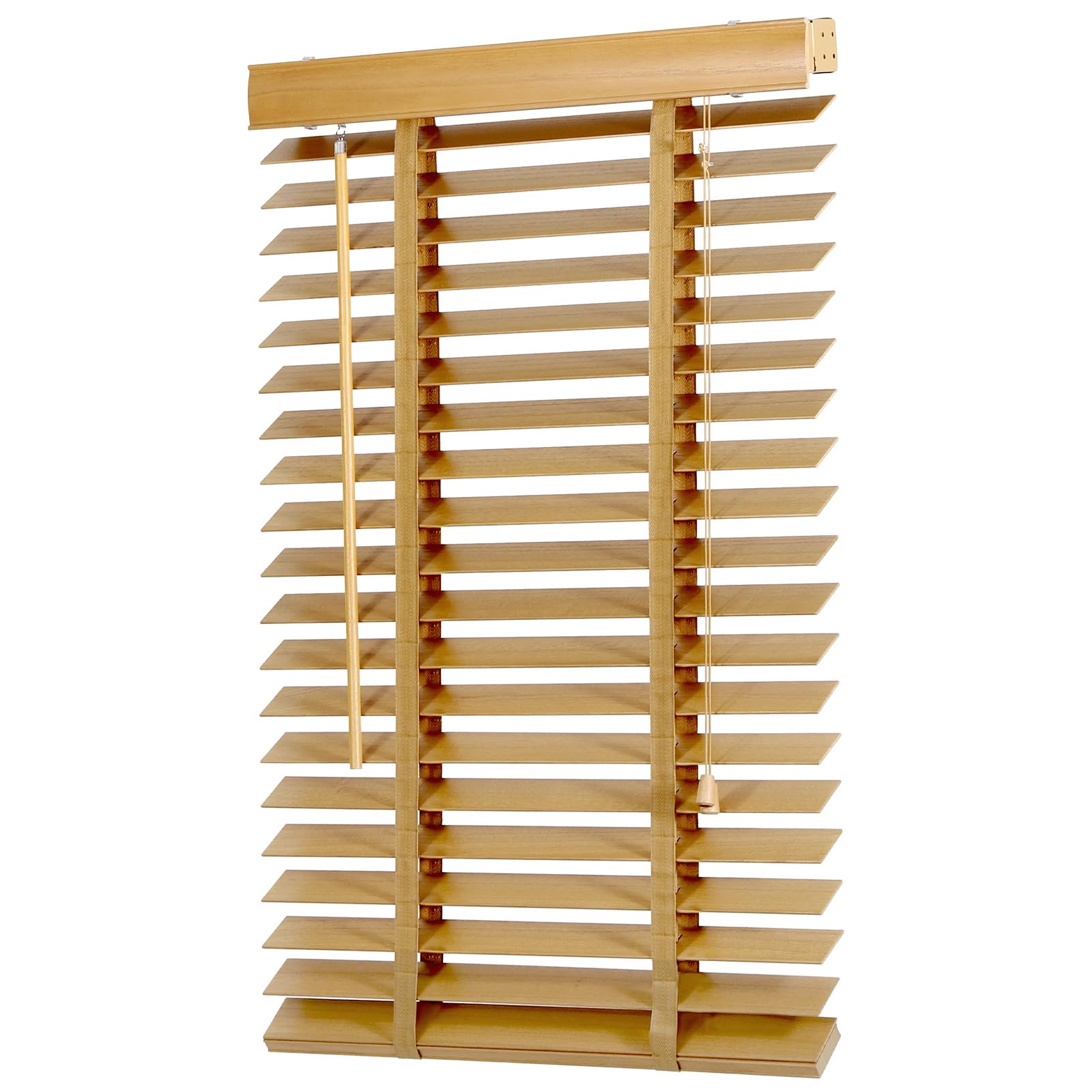 Sekey Jalousie Holzjalousie 50mm Holz jalousien Jalousette Echtholz Anpassbare Jalousie 70x130cm Naturholzfarbe