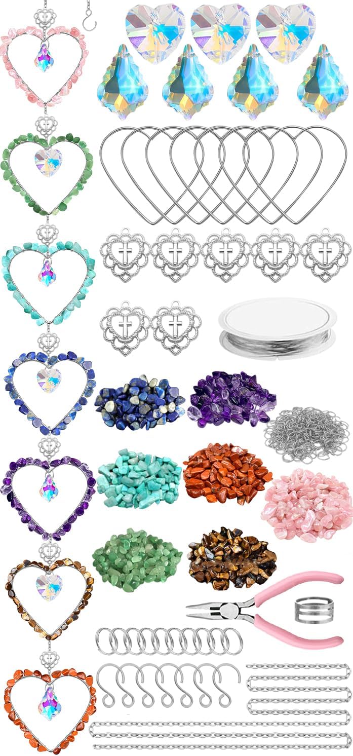 7 Chakra Sun Catcher Kit for Adults DIY Crystal Ornaments Prism Hanging Decorative Suncatcher with Crystals Sun Catchers Making Supplies Kit Art and Crafts Decor for Home Gifts