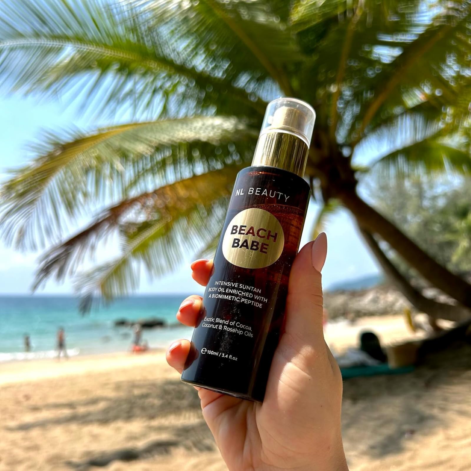 NL Beauty Beach Babe 2-in-1 Fast Tan Oil z Wegańskimi Olejami, Salicornią i Peptydami - Bezbarwny Przyspieszacz Opalania - 100ml