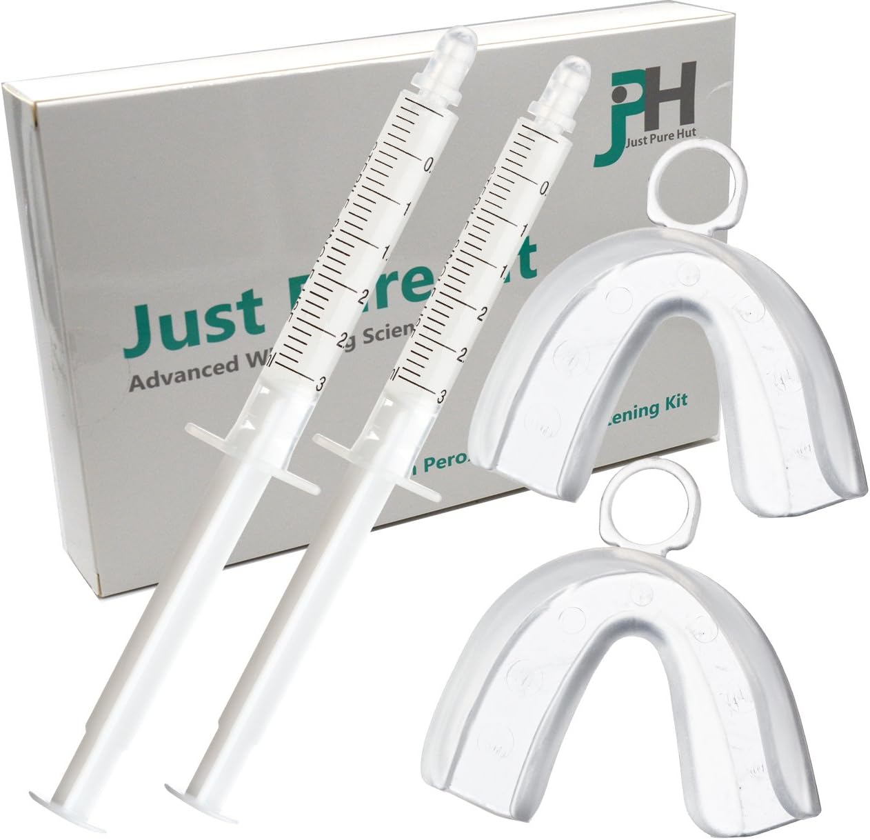 Just Pure Hut Dentist Teeth Whitening Kit - Zero Hydrogen Peroxide - Best Pro at Home Whitener - Natural Ingredients Gel for a White Healthy Smile - No Bleach for Sensitive Tooth