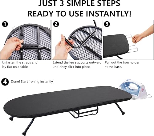 Miniatura 7 de Tabla de planchar con soporte de hierro y montaje en pared, tabla de hierro plegable para minas, portátil, encimera pequeña de metal Iriong para