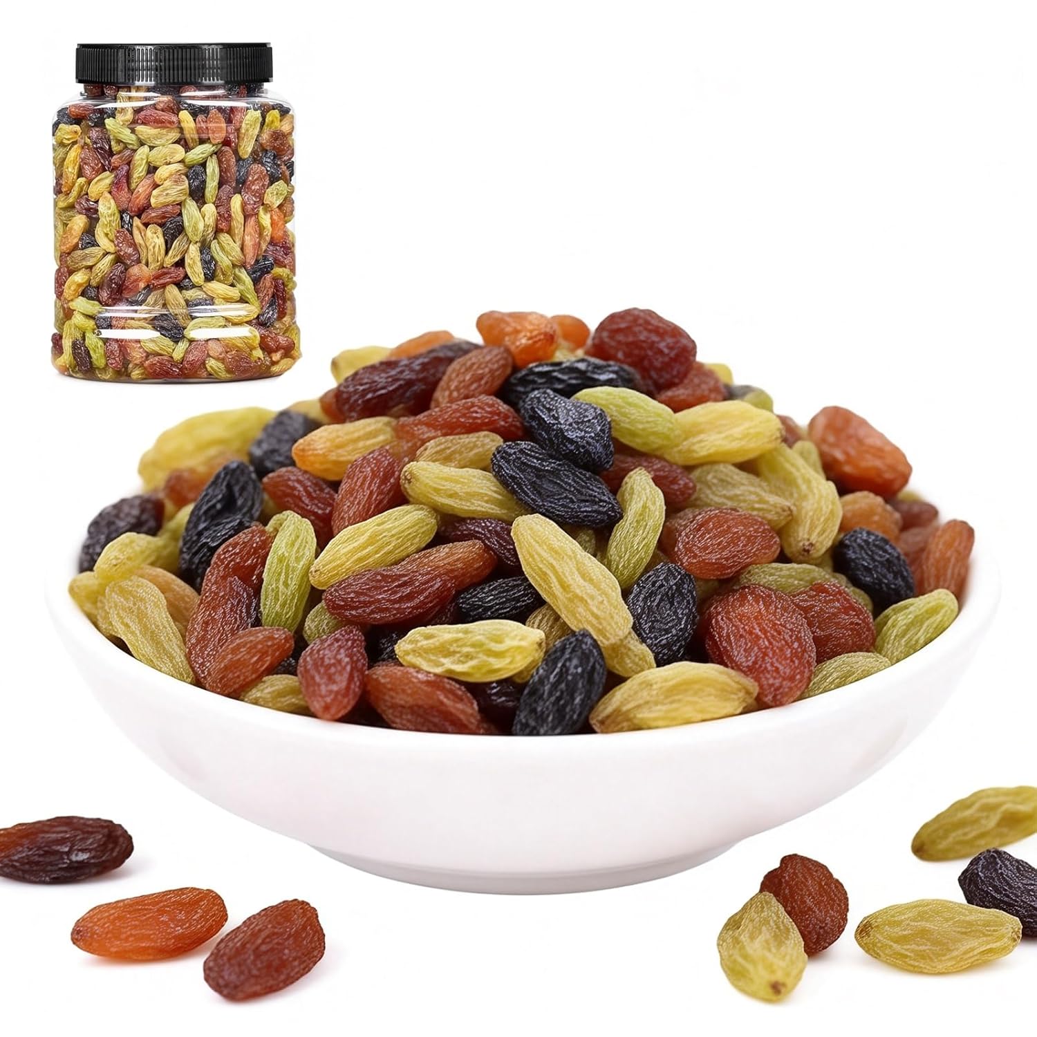 Premium Three Color Raisins 500g Can - Large Grain, Ready-to-Eat Dried Fruit Snack, No Washing Required For Baking & Cereals