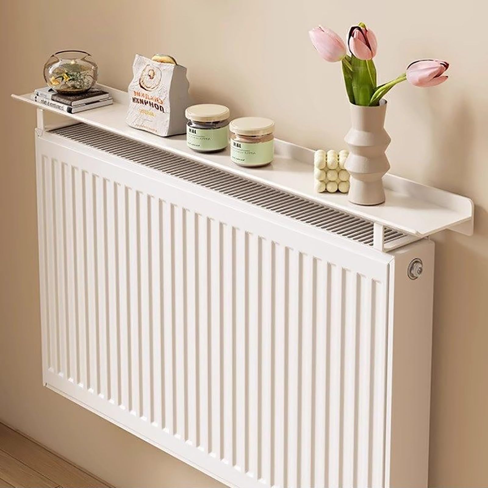 Floating Radiator Storage Shelf Rack High Load Iron Radiator Shelf, No Drill, Easy Use for Bedroom Hallway, Multiple Sizes(60CM)