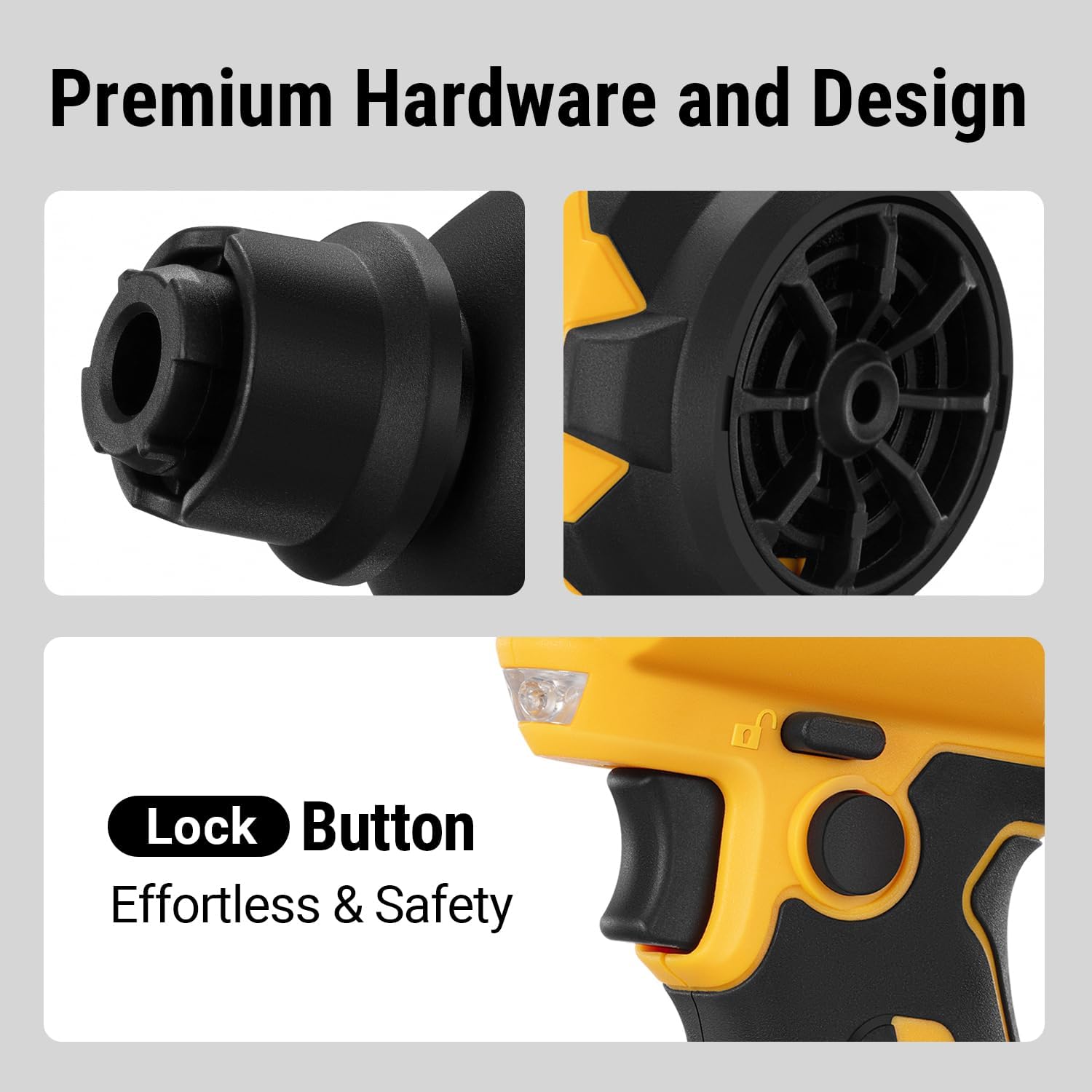 Cordless Compressed Air Duster & Blower Compatible with DeWalt 20V MAX Battery (Tool Only), Brushless Motor, 3-Speed Adjustable, 50,000 RPM, LED Light, Portable Inflatable Pump for Cleaning, Camping - Image 9