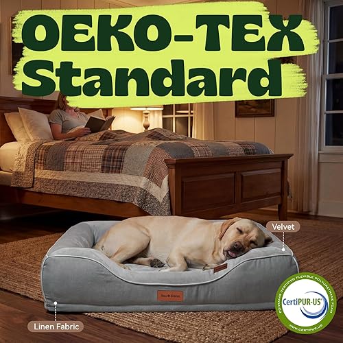 Miniatura 6 de Cama ortopédica XL para perros grandes con espuma viscoelástica de gel refrescante y espuma de jaula de huevos, sofá para mascotas de 42 pulgadas