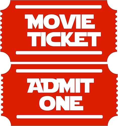 Movie Tickets 2 Admit One New - Adhesivo decorativo para pared de sala de teatro (rojo oscuro)