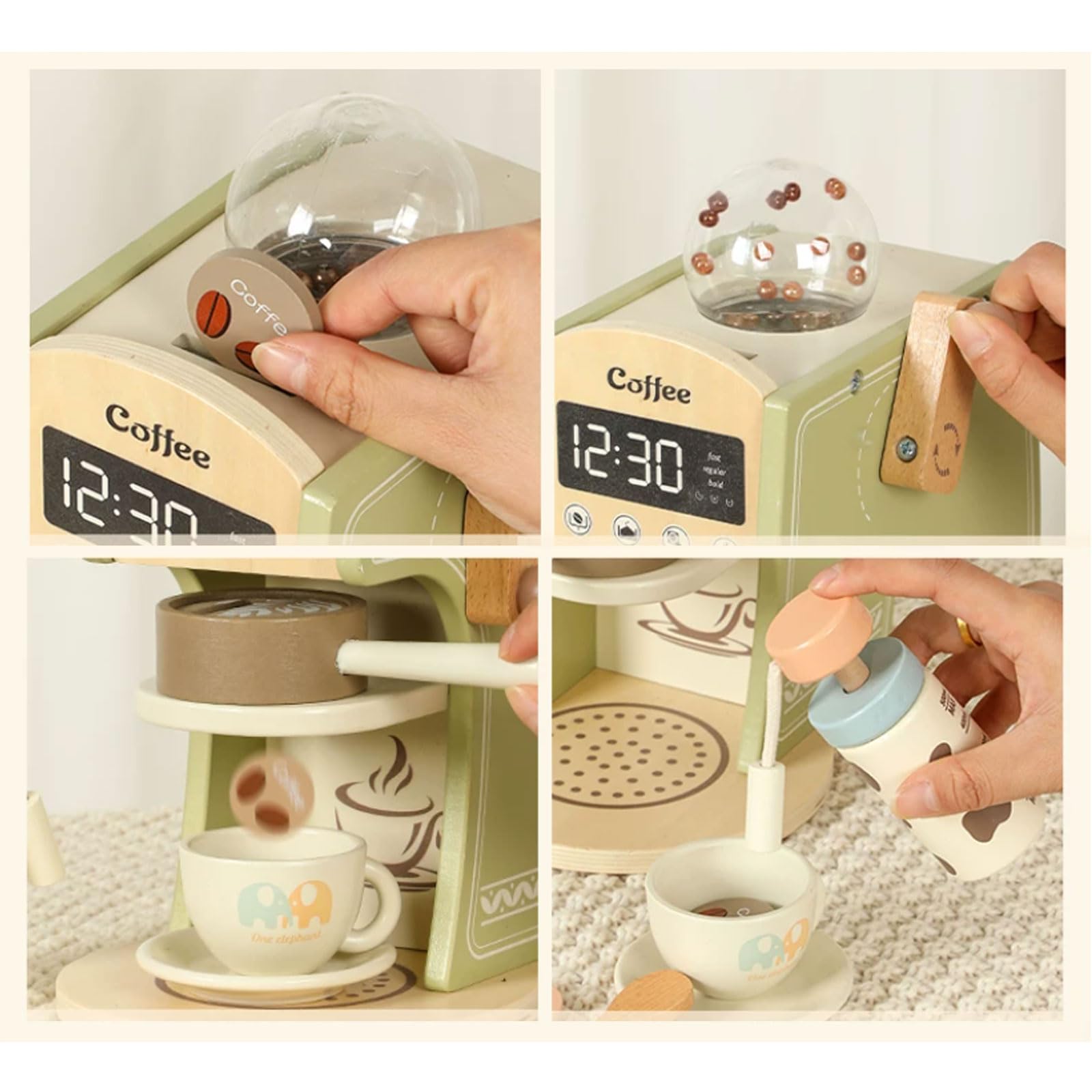 Jeu Cuisine Montessori Bois : cafetière, Grille-Pain et mixeur