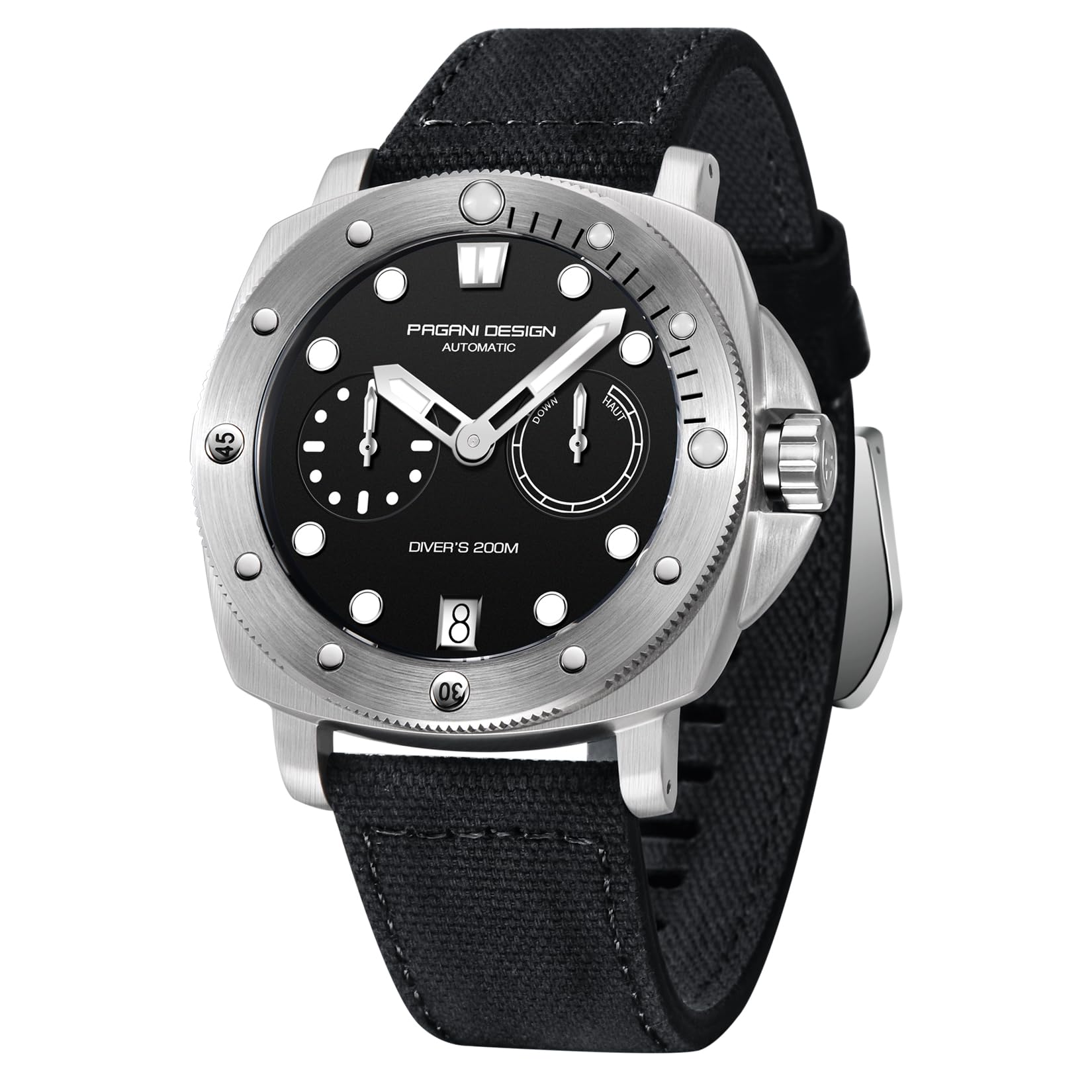 Pagani Design Orologio Automatico Da Uomo Cinturino In Nylon Resistente All'Acqua Ghiera Girevole Vetro Zaffiro Data Display