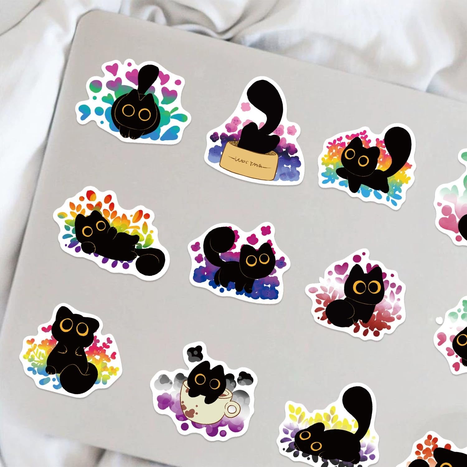 Adesivi a forma di gatto nero, 50 pezzi, skateboard, graffiti, per moto, snowboard, bagagli, laptop, valigetta, per bambini e ragazzi, impermeabili in vinile