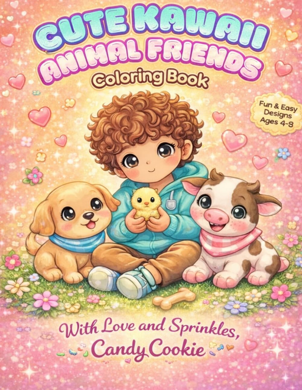 Cute Kawaii Animal Friends Coloring Book: Fun & Easy Designs for Kids Ages 4–8 | Adorable Animals, Big Simple Shapes & Relaxing Coloring Fun