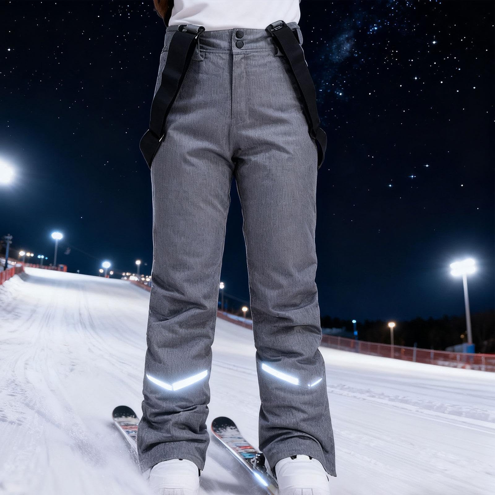 Homyl Pantaloni Pantaloni Lunghi Da Neve Salopette Imbottiti Antivento con Bretelle Regolabili Poliestere per Snowboard Escursioni Invernal