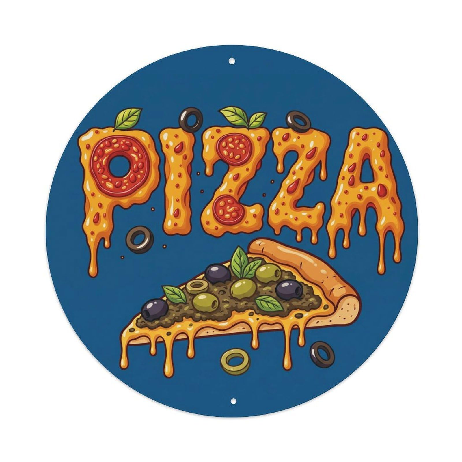 Cwbufd Vintage Style Vintage Pizza Slice Olive Tapenade Vintage Metal Tin Sign Plaque Wall Decor For Cafe, Club Bar, Office, Garden Metal Poster 8X8inch