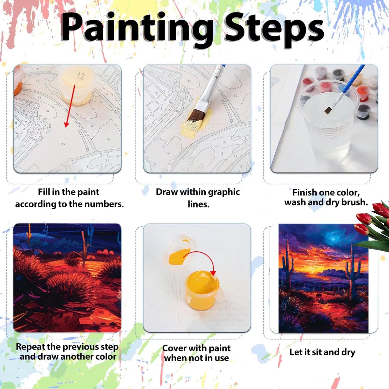Pintar por Numeros Adultos pintar por numeros niños manualidades niños 10 años, DIY Pintar por Números de Pincel y Pintura acrílica Decoraciones para el Hogar Manualidades, sin Marco 60x80cm C-210
