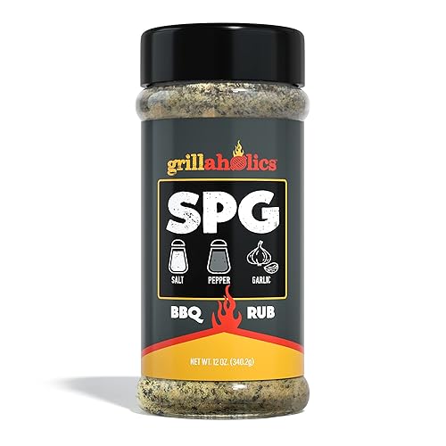 Grillaholics Condimento de sal y pimienta y ajo - Condimentos SPG Rub - El condimento perfecto para todo propósito y barbacoa