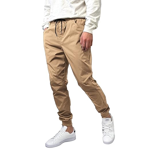 Southpole Men's Quick Dry Basic Nylon Jogger Pants, Lightweight, Water Resistant, Sand, Medium
