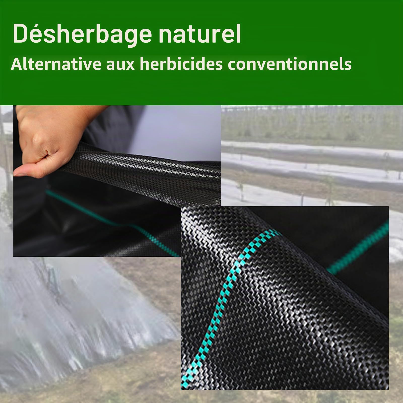 Toile de Paillage - 3 m x 10 m, 30 m² - 90 g/m² - Perméable à l'eau - Tissu Anti-Mauvaises Herbes - Film pour Plantes - Bache Anti Mauvaise Herbe