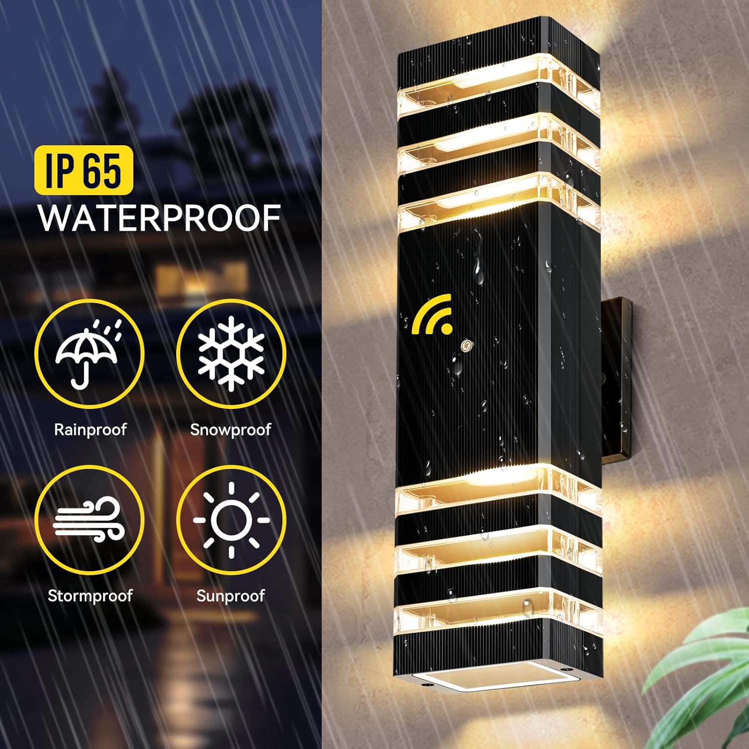 LED Square Up & Down Wall Lights 2 Pack 15inch,Outdoor Wall Lights 3000K Aluminum Body Waterproof IP65 Exterior Light Fixtures Wall Mount, Up Down Porch Lights Outdoor for House Porch Garage