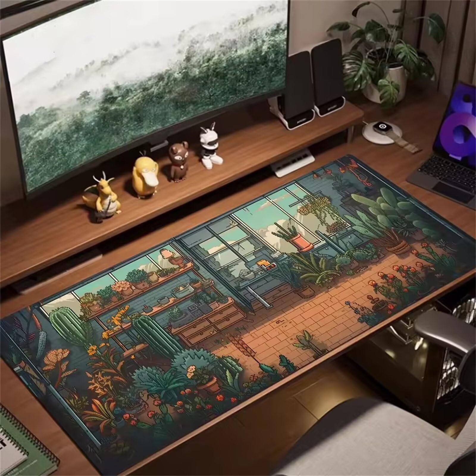 Grand Tapis de Souris XXL Plantes 1200 x 600 x 2mm, Tapis de Bureau Gamer avec Bords Cousus et Base Antidérapante pour Haute Précision et Vitesse