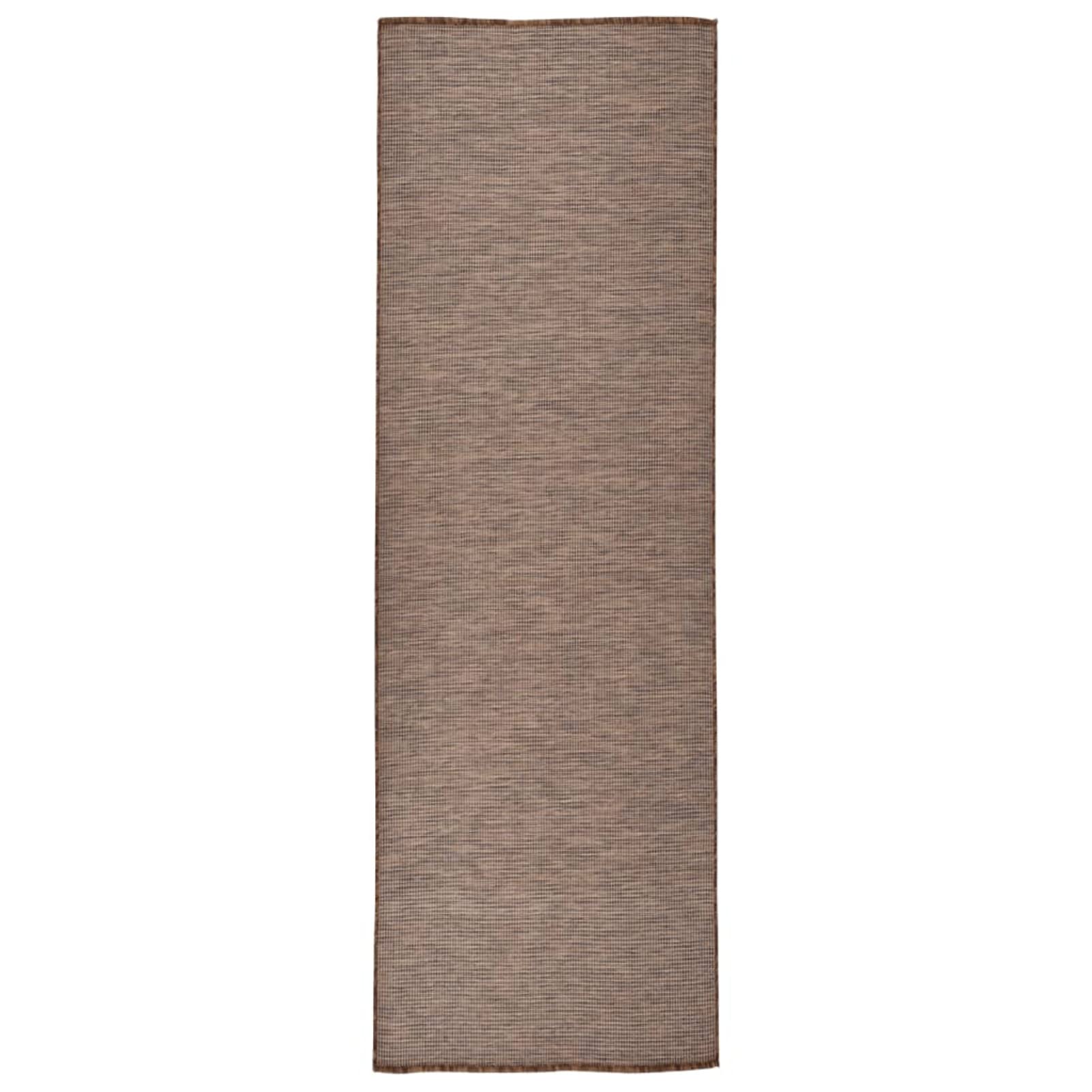 Dywan zewnętrzny z płaskim splotem 80 x 250 cm brązowy, zmywalny dywanik zewnętrzny, odporny na warunki atmosferyczne i promieniowanie UV, do balkonu, tarasu-340786