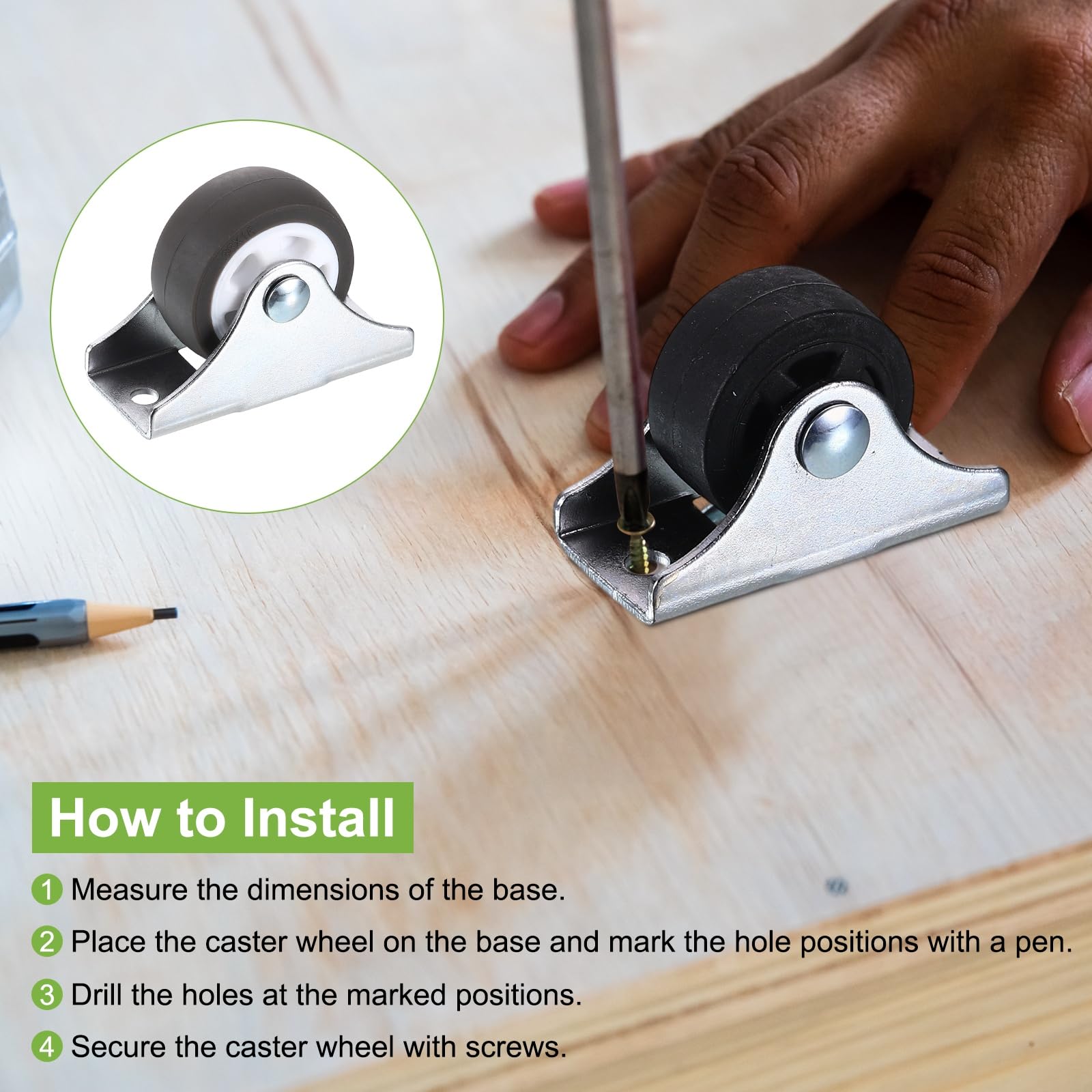 PATIKIL 1.5 Inch Fixed Caster Wheels - Image 4
