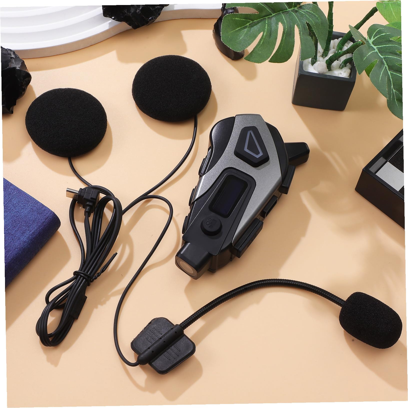 Cabilock 1200mah Cuffie per Moto Microfono e Cancellazione del Rumore Supporto per Caschi da Ciclismo Cuffie Wireless Impermeabili Memoria Integrata per Musica e Chiamate Chiare