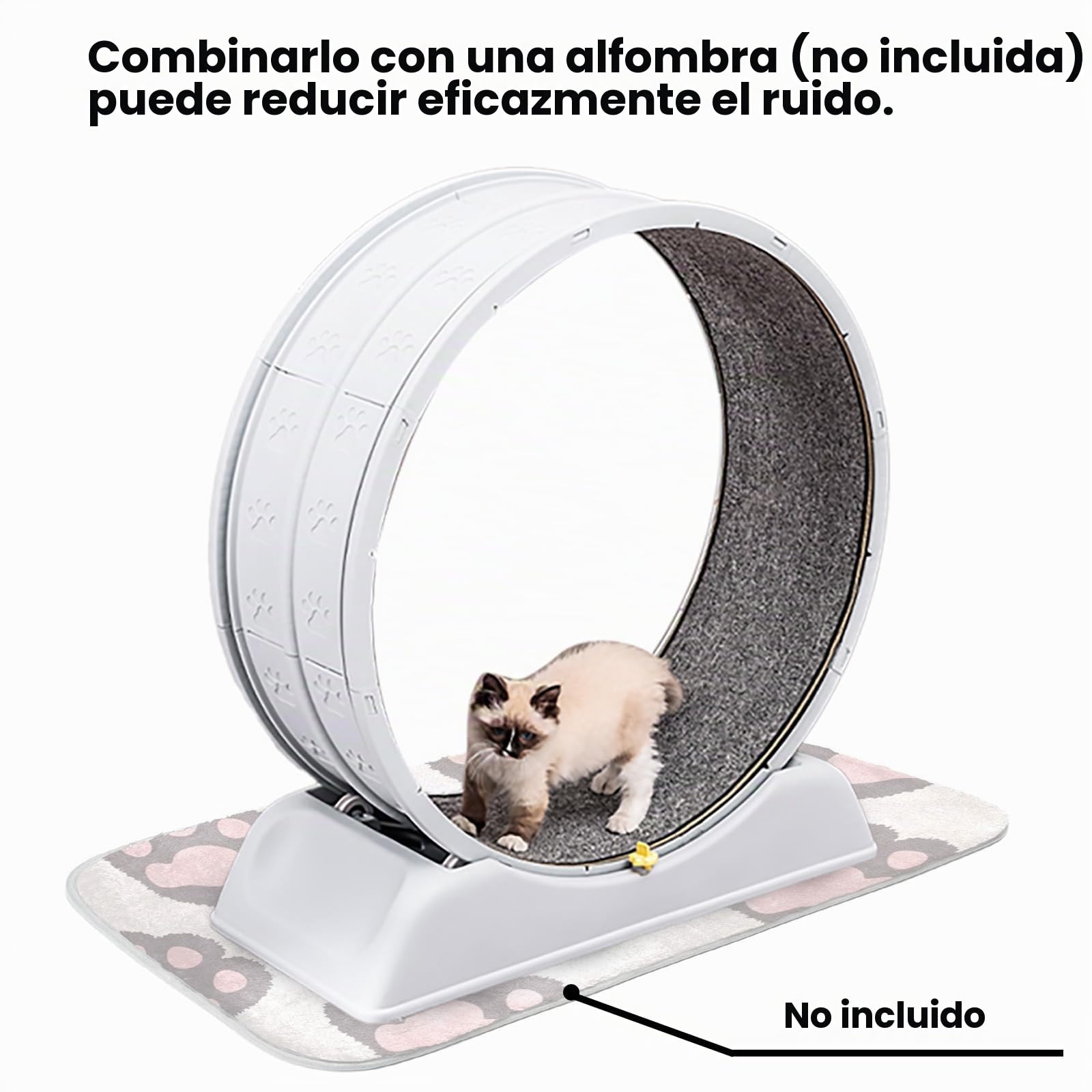 Cinta de Correr con Ruedas para Gatos, Juguete de Entrenamiento ultrasilencioso y Seguro para Gatos con Mecanismo de Bloqueo, Pista alfombrada extraíble para Correr & rascarse (Gris)